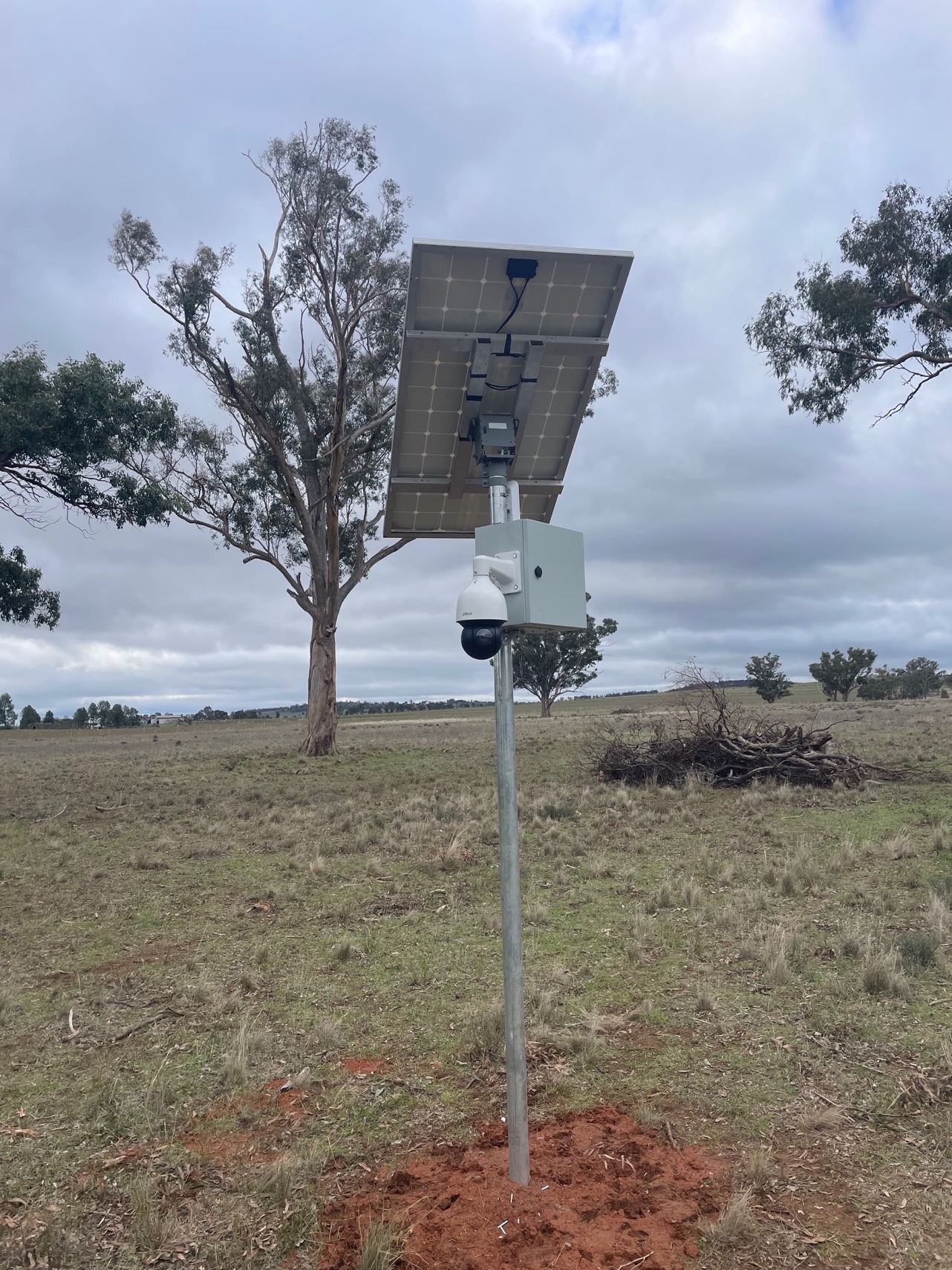 Solar PTZ CCTV camera on farm